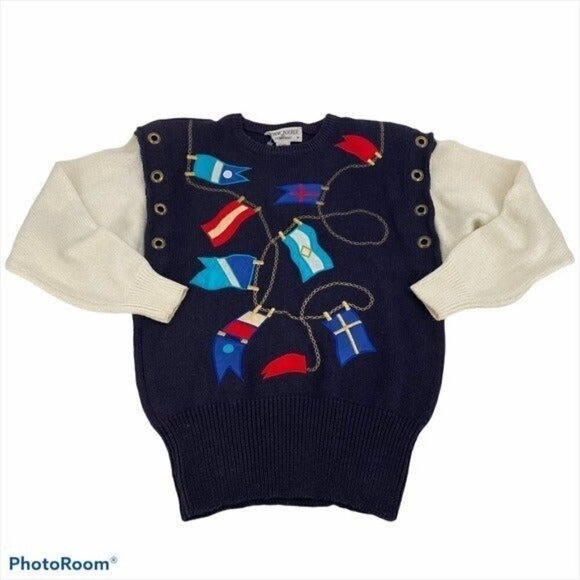 Bonnie Boerer Rare Vintage Nautical Yacht Sweater Size S NEW - Picture 6 of 12